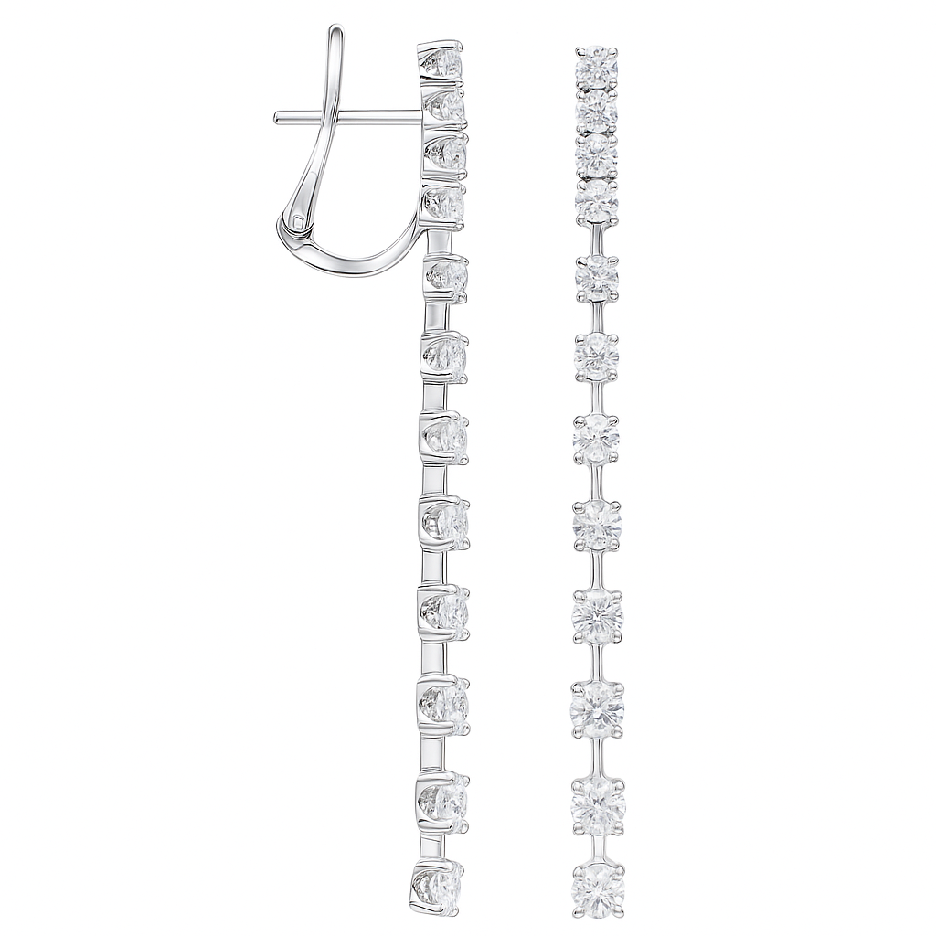 18K White Gold Diamond Earrings, 2.11ct