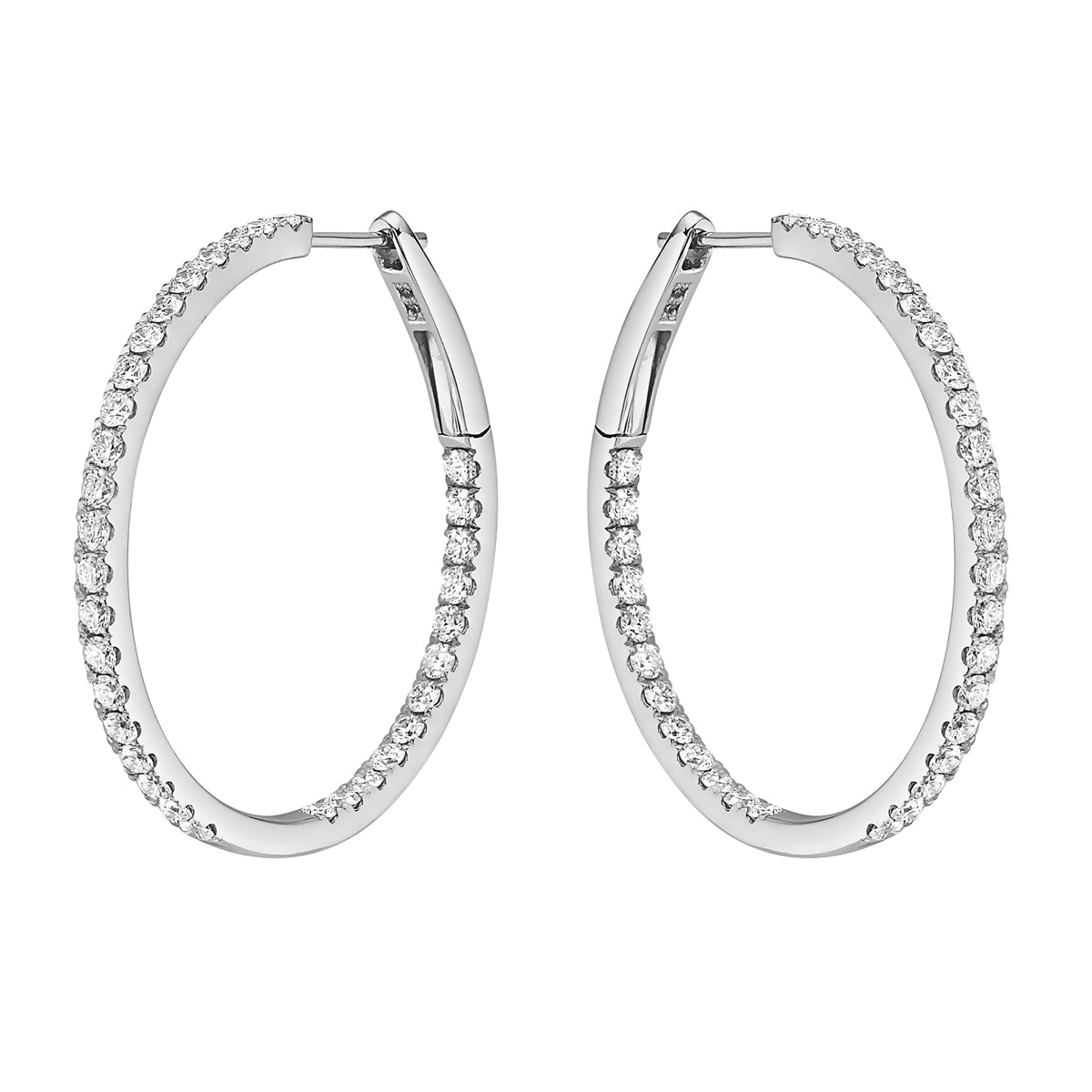 18K White Gold Diamond Earrings, 1.76ct