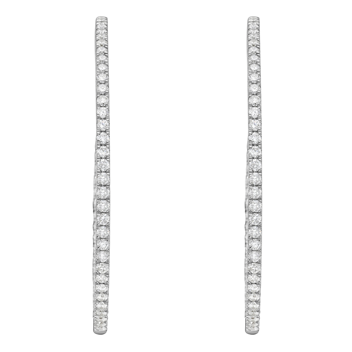 18K White Gold Diamond Hoops Earrings, 3.22ct