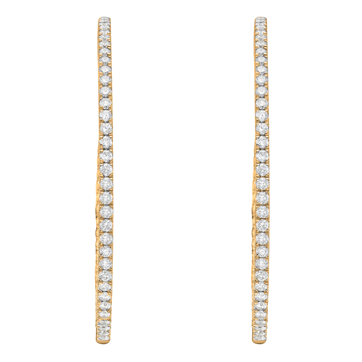 18K Yellow Gold Diamond Hoops Earrings, 3.22ct
