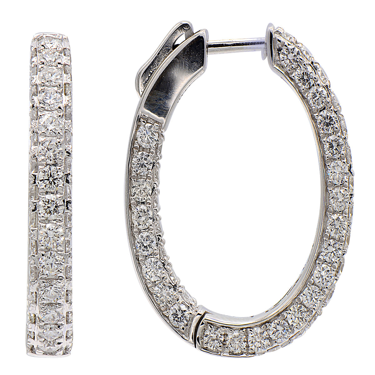 18KW Diamond Hoop Earrings