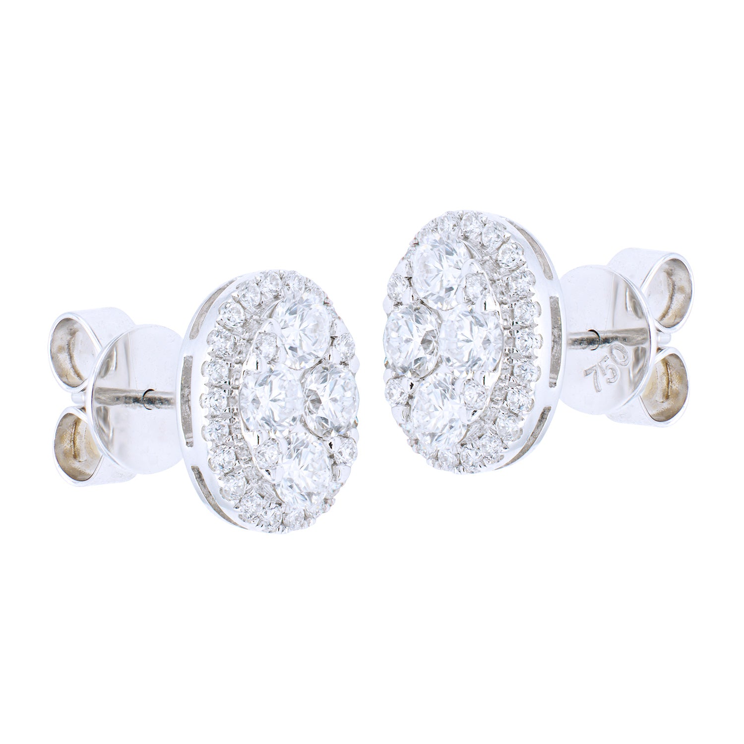 18K White Gold Diamond Stud Earrings, 1.09ct