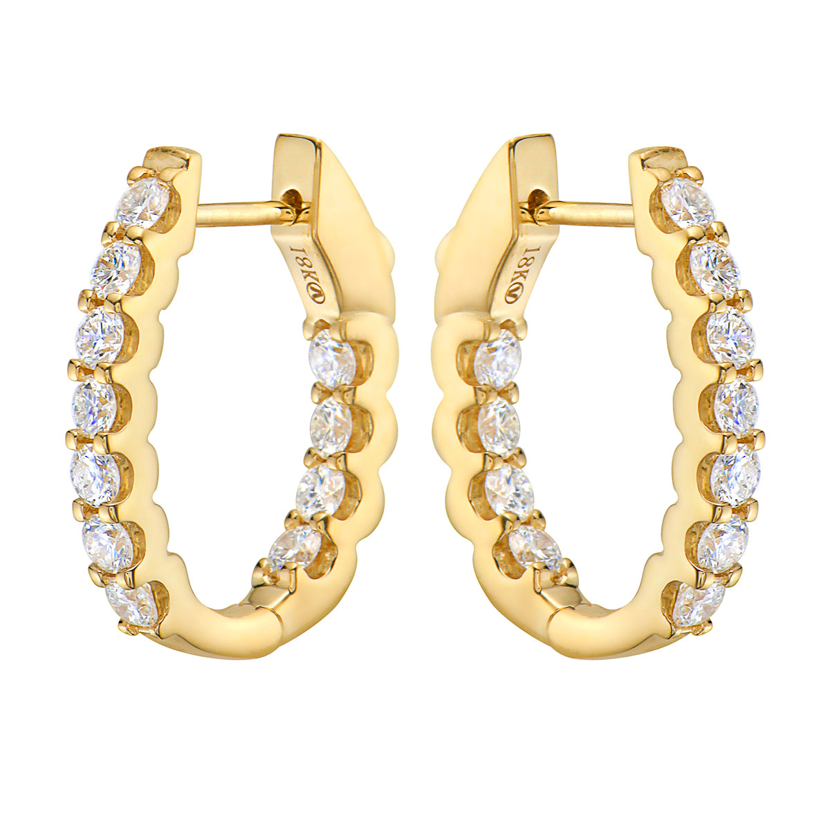 18K Yellow Gold Diamond Earrings, 0.95ct