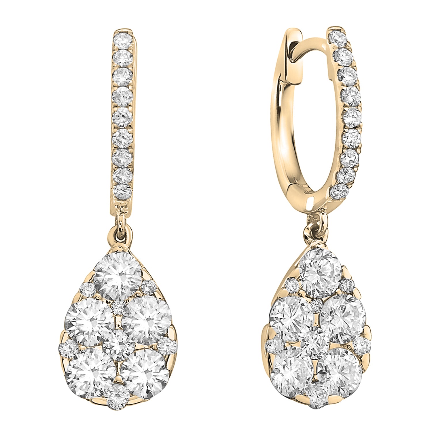 E054419Y - Earrings 18KY/3.6G 10RD-1.60CT 32RD-0.36CT