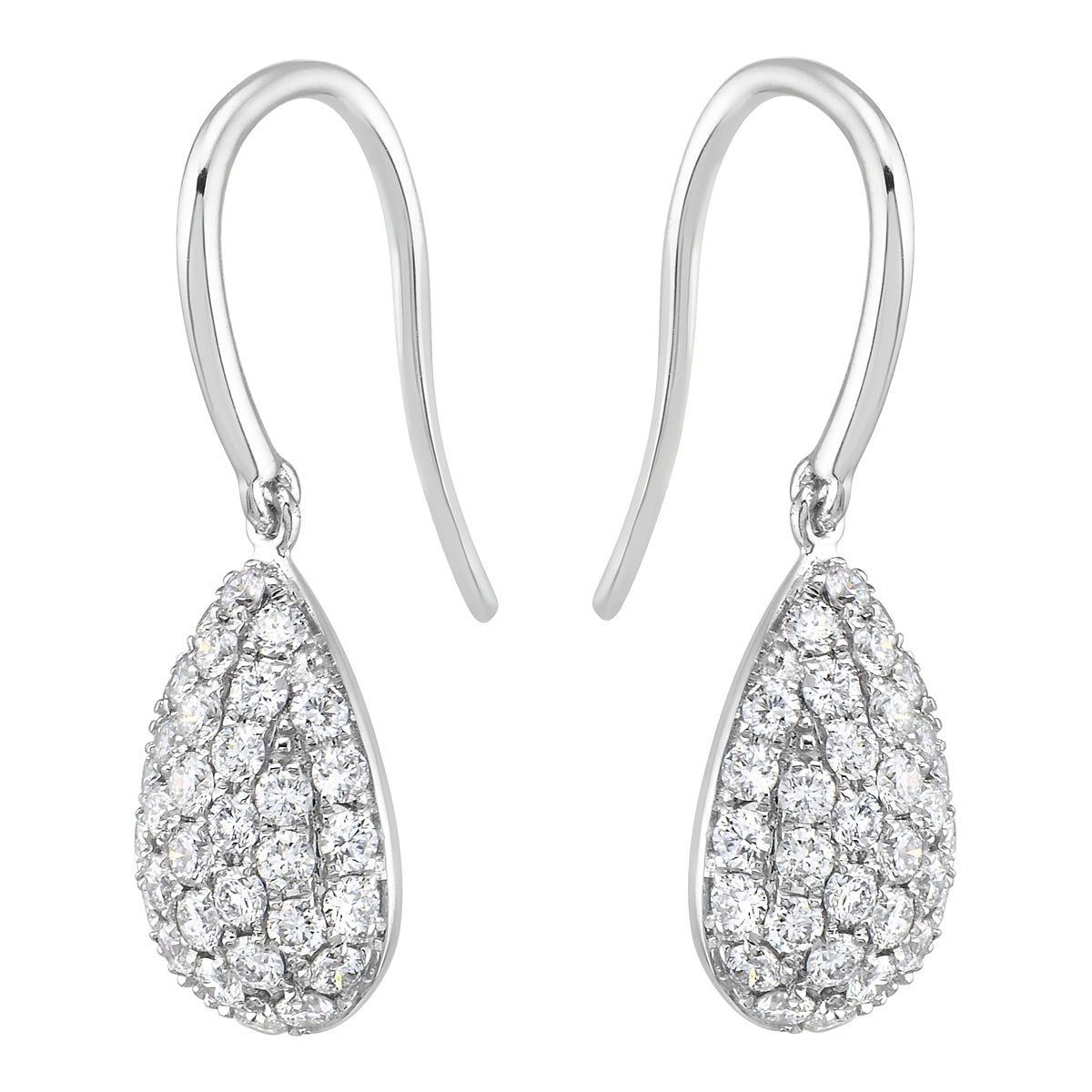 18K White Gold Diamond Earrings, 1.18ct