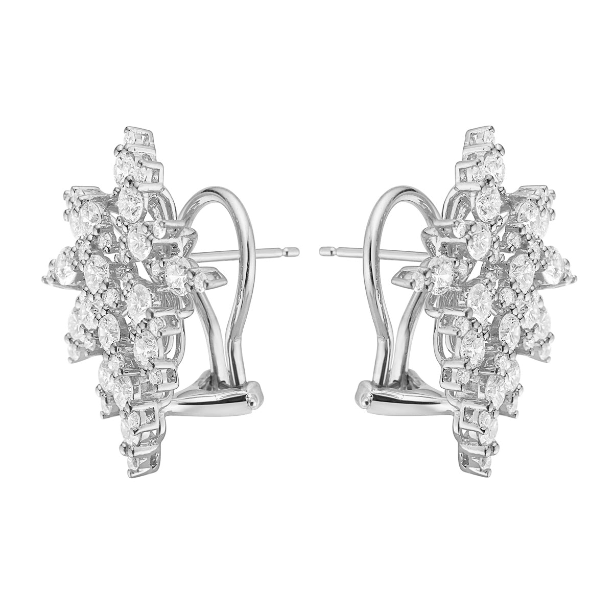 18K White Gold Diamond Earrings, 3.2ct