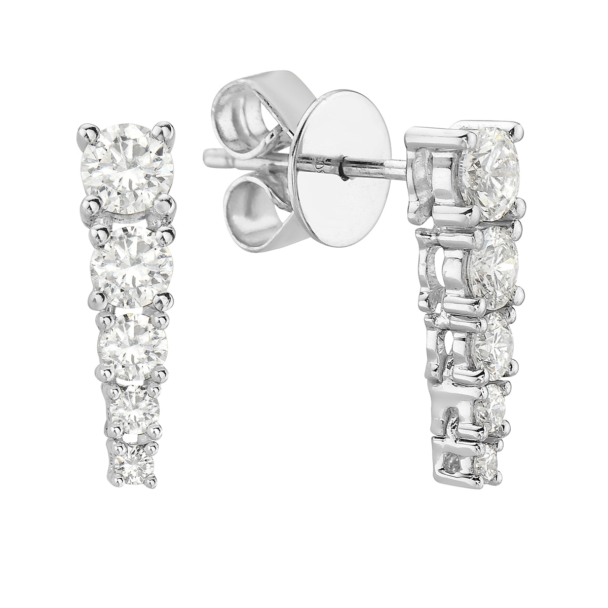 E055124 - Earrings 18KW/2.5G 6RD-0.65CT 4RD-0.07CT