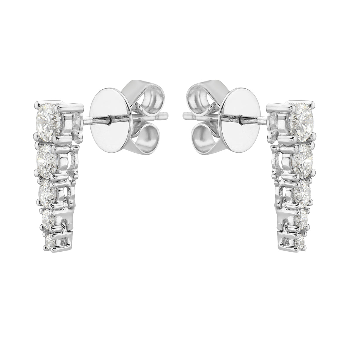 E055124 - Earrings 18KW/2.5G 6RD-0.65CT 4RD-0.07CT