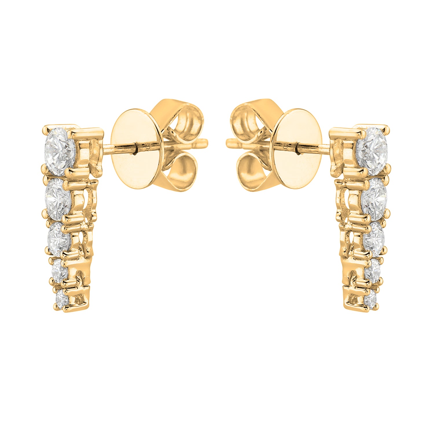 E055124Y - Earrings 18KY/2.5G 6RD-0.65CT 4RD-0.07CT