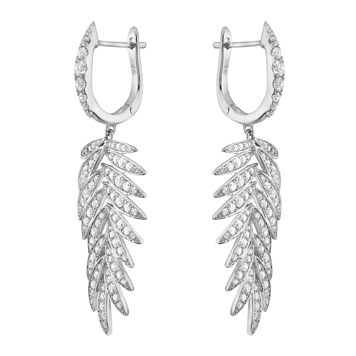 18K White Gold Diamond Earrings, 1.52ct