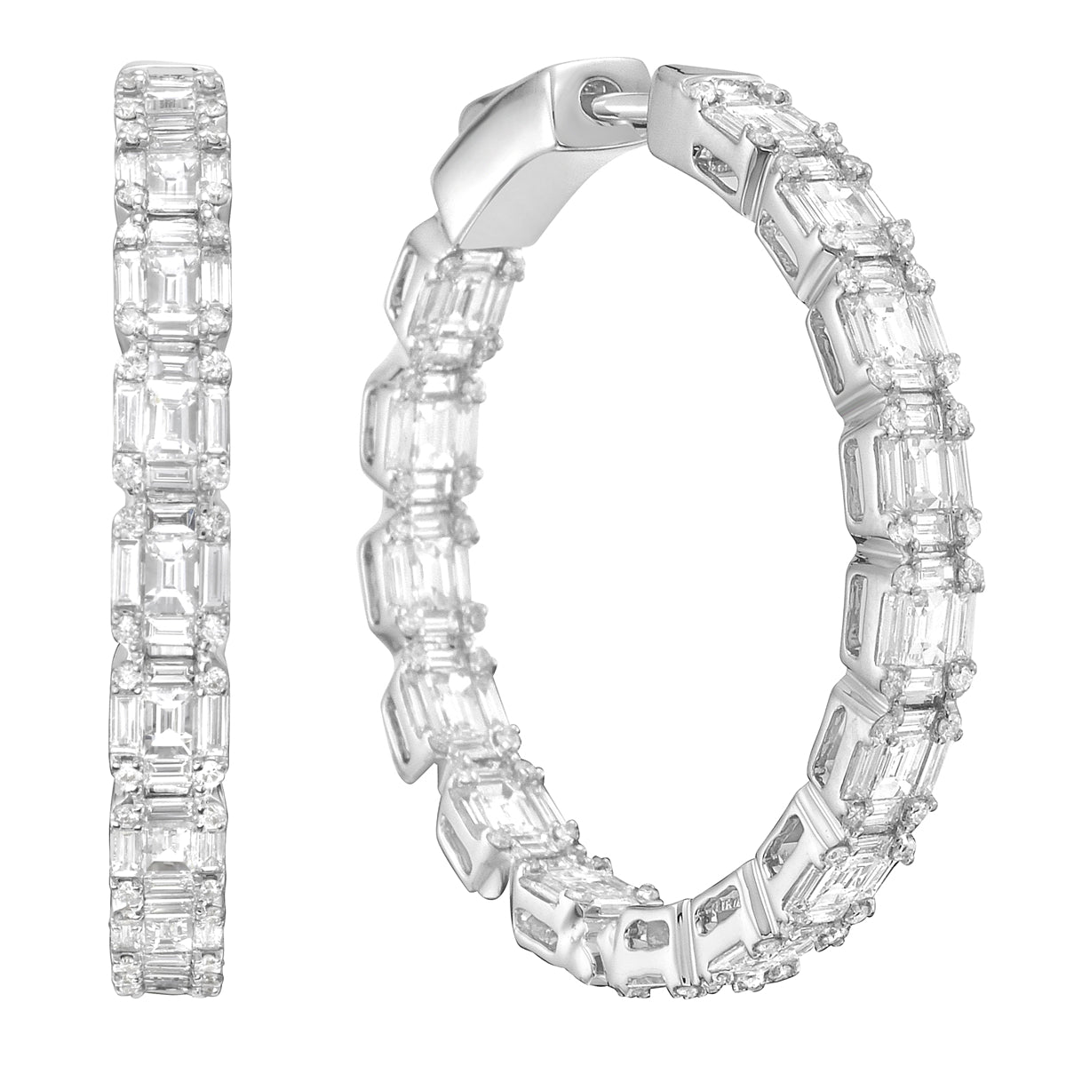 E055363 - Earrings 18KW/12.91G 120RD-0.47CT 150BD-3.43CT