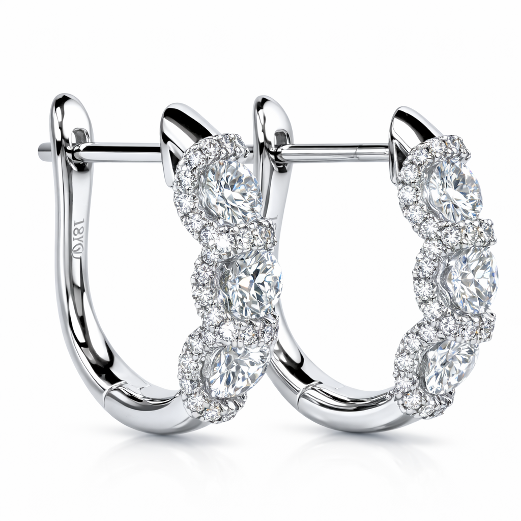 18K White Gold Diamond Earrings, 1.02ct