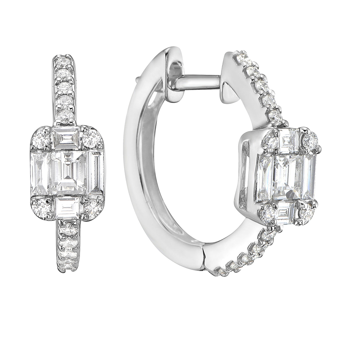 E055467 - Earrings 18KW 10BD-0.34CT 28RD-0.16CT