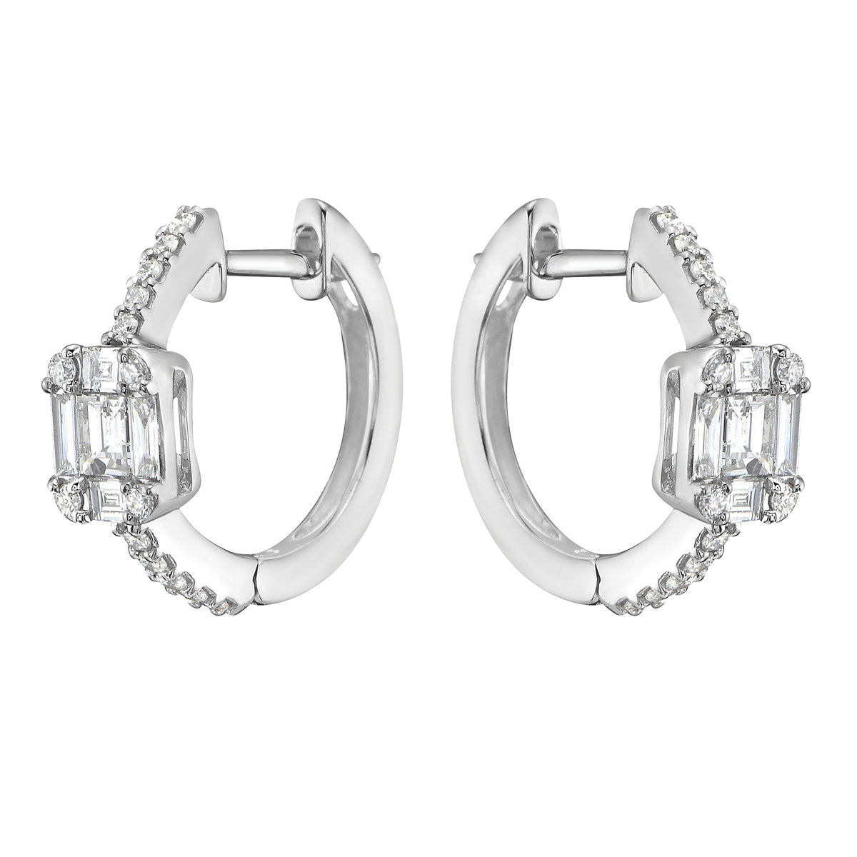 E055467 - Earrings 18KW 10BD-0.34CT 28RD-0.16CT