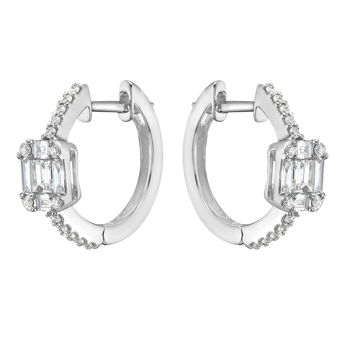 AE155467 - Earrings 14KW/2.3G 10BD-0.34CT 28RD-0.16CT