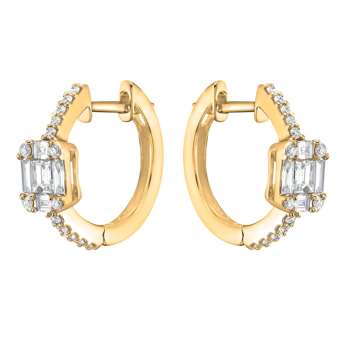 AE155467Y - Earrings 14KY/2.3G 10BD-0.34CT 28RD-0.16CT