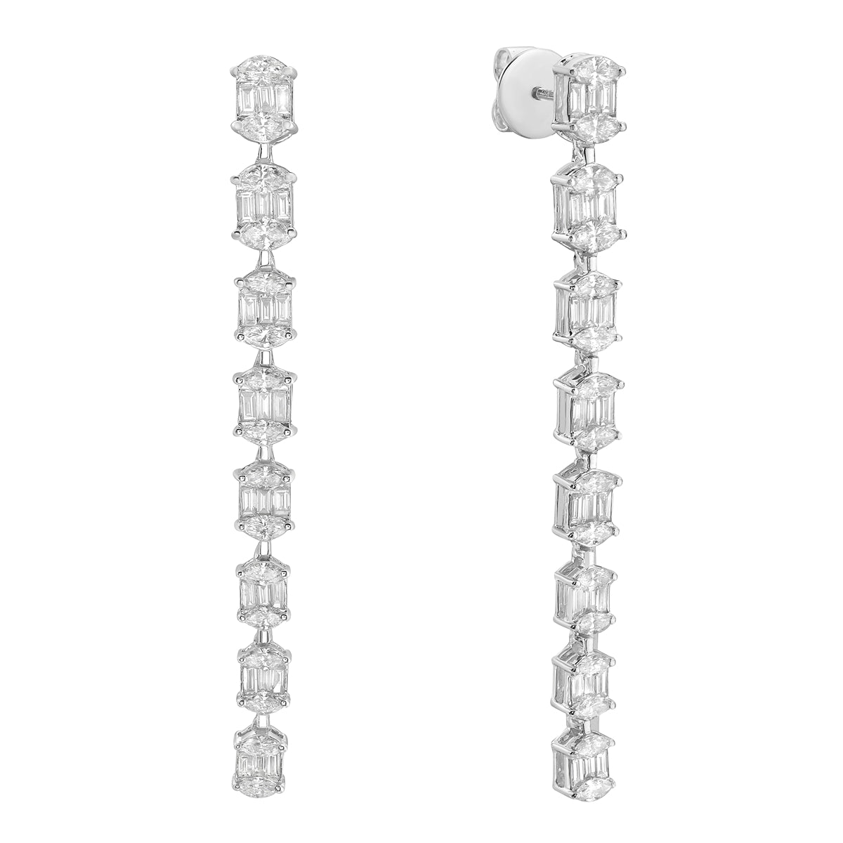 18K White Gold Diamond Earrings, 2.93ct