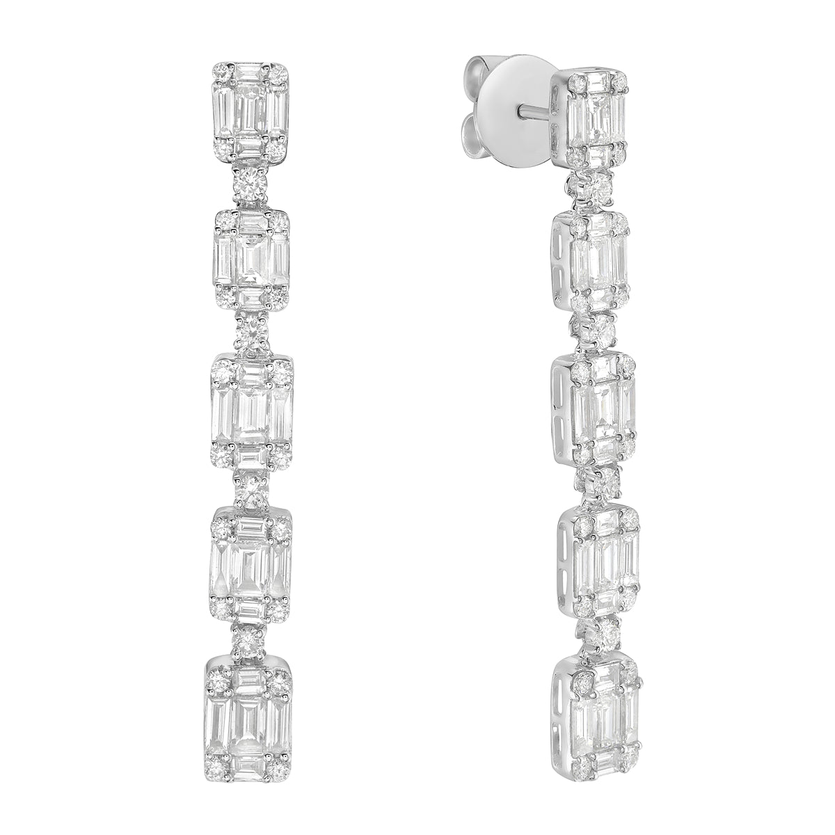 18K White Gold Diamond Earrings, 2.9ct