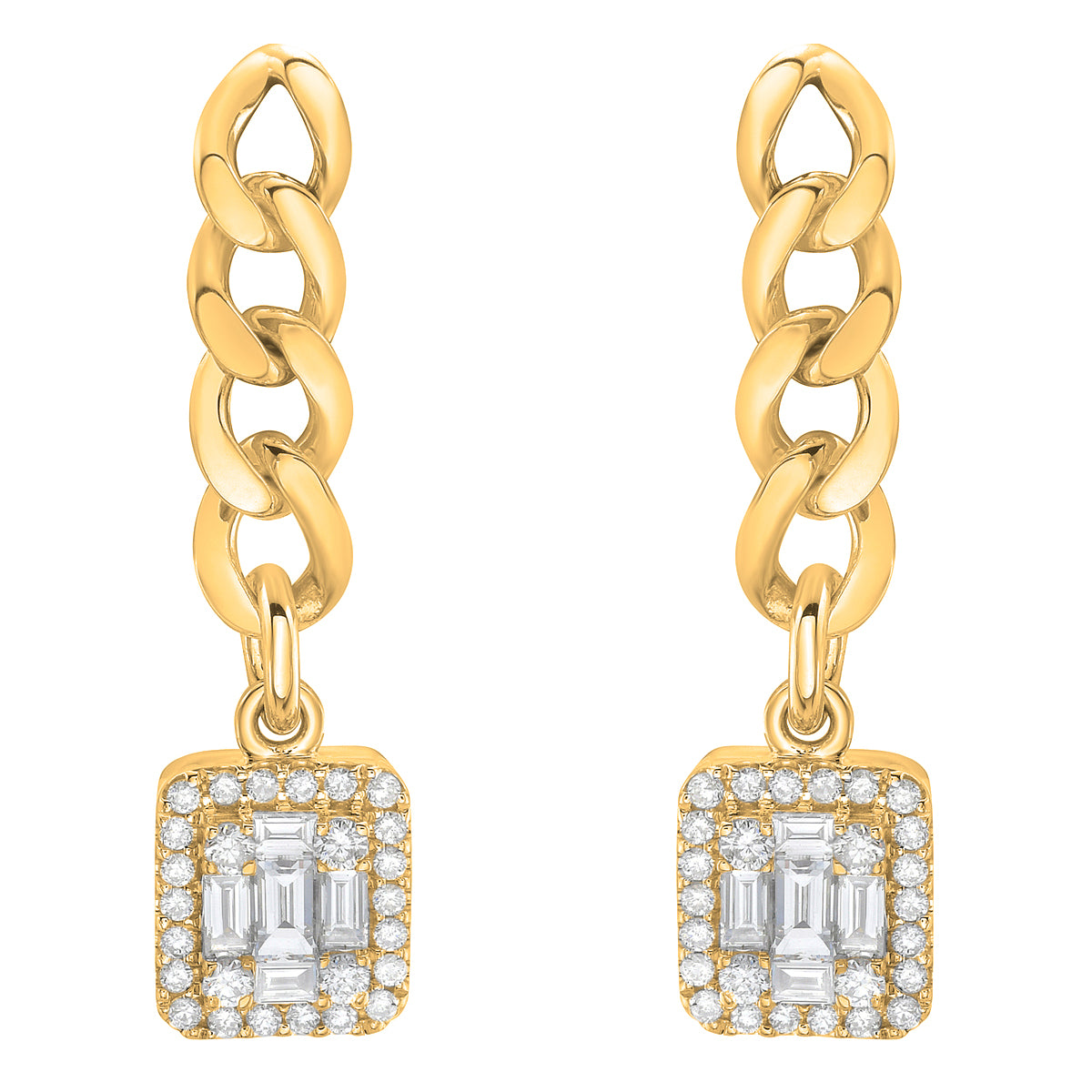 E055637Y - Earring 18KY/4.6G 52RD-0.28CT 10BD-0.28CT
