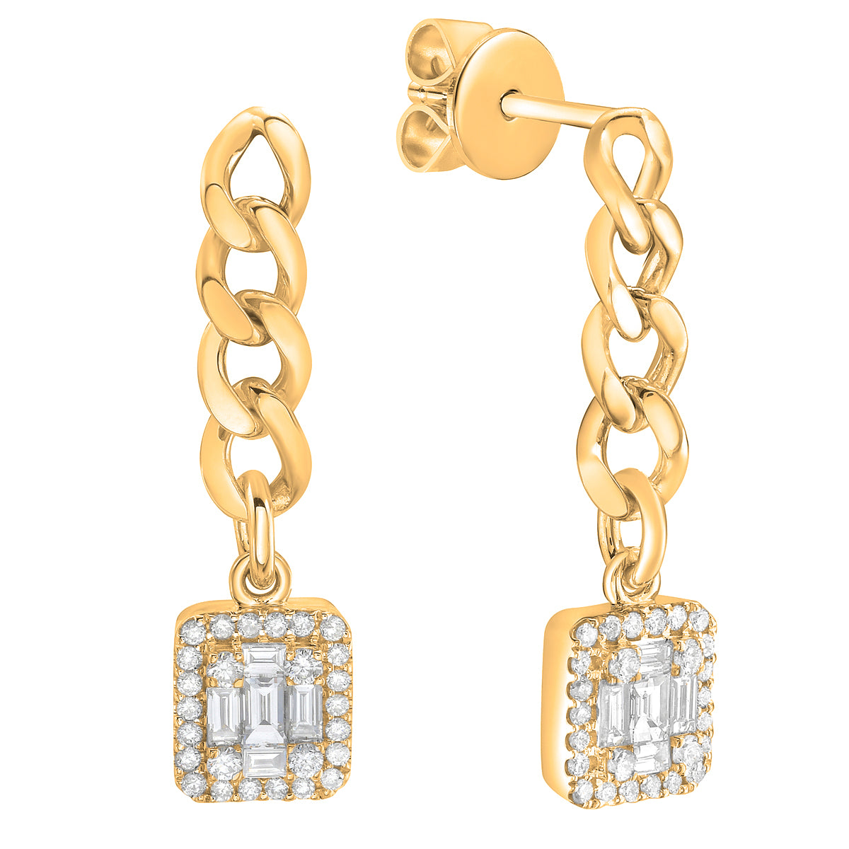 18K Yellow Gold Diamond Earrings, 0.56ct