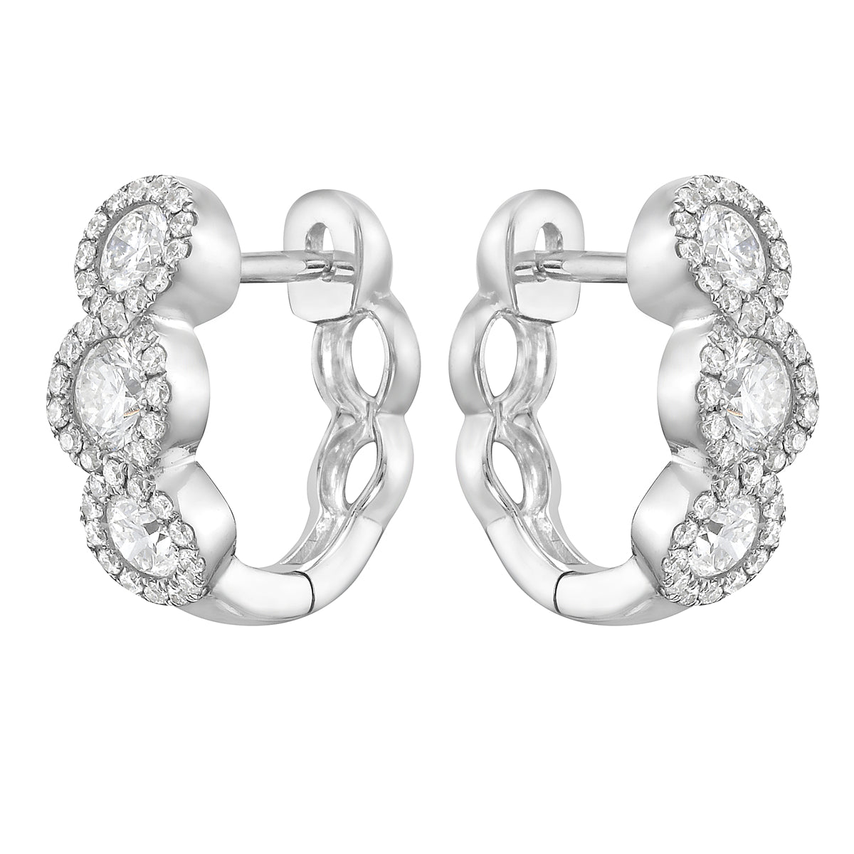 18K White Gold Diamond Earrings, 0.93ct