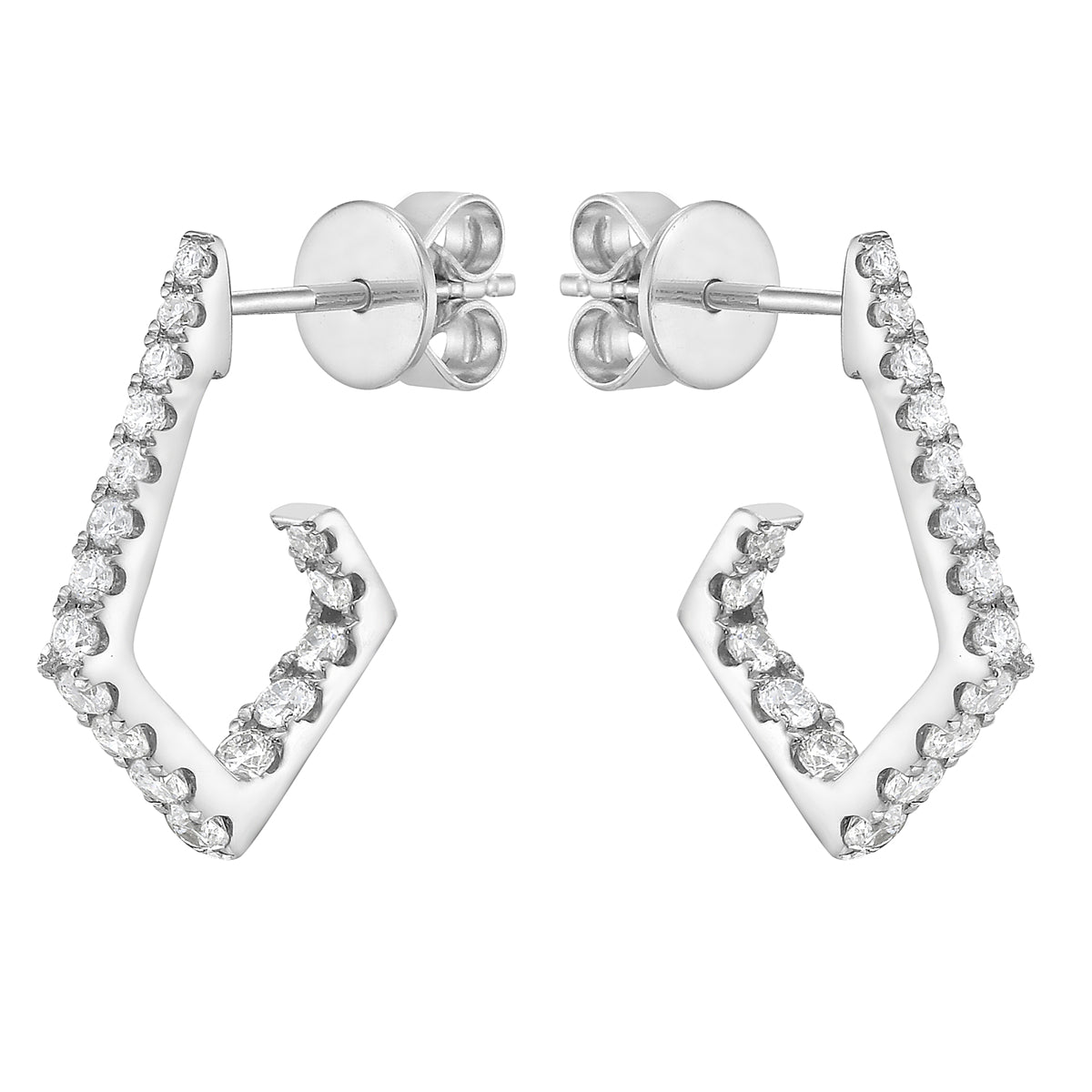 14K White Gold Diamond Earrings, 0.62ct