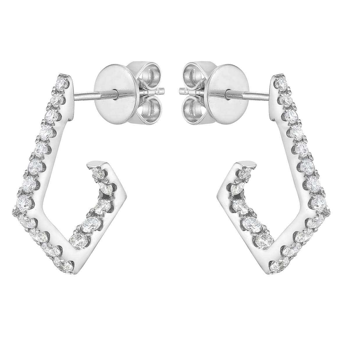 14K White Gold Diamond Earrings, 0.62ct