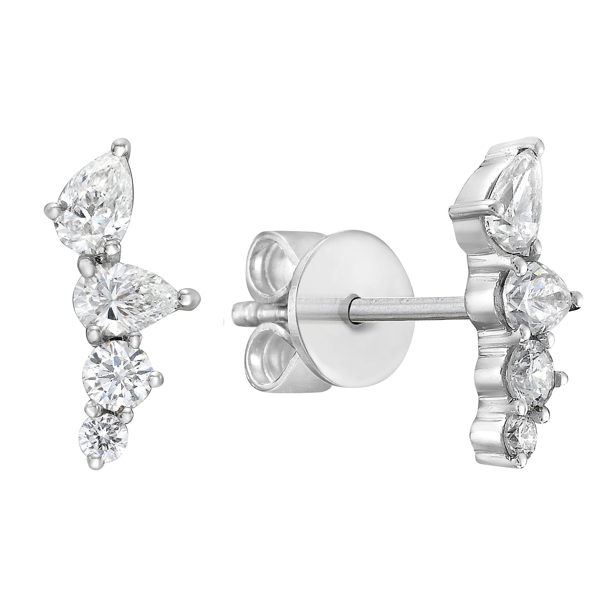 E055695 - Earrings 18KW/1.7G 4PEAR-0.43CT 4RD-0.13CT