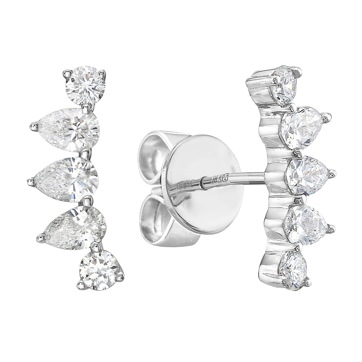 E055696 - Earrings 18KW/1.9G 6PEAR-0.56CT 4RD-0.19CT