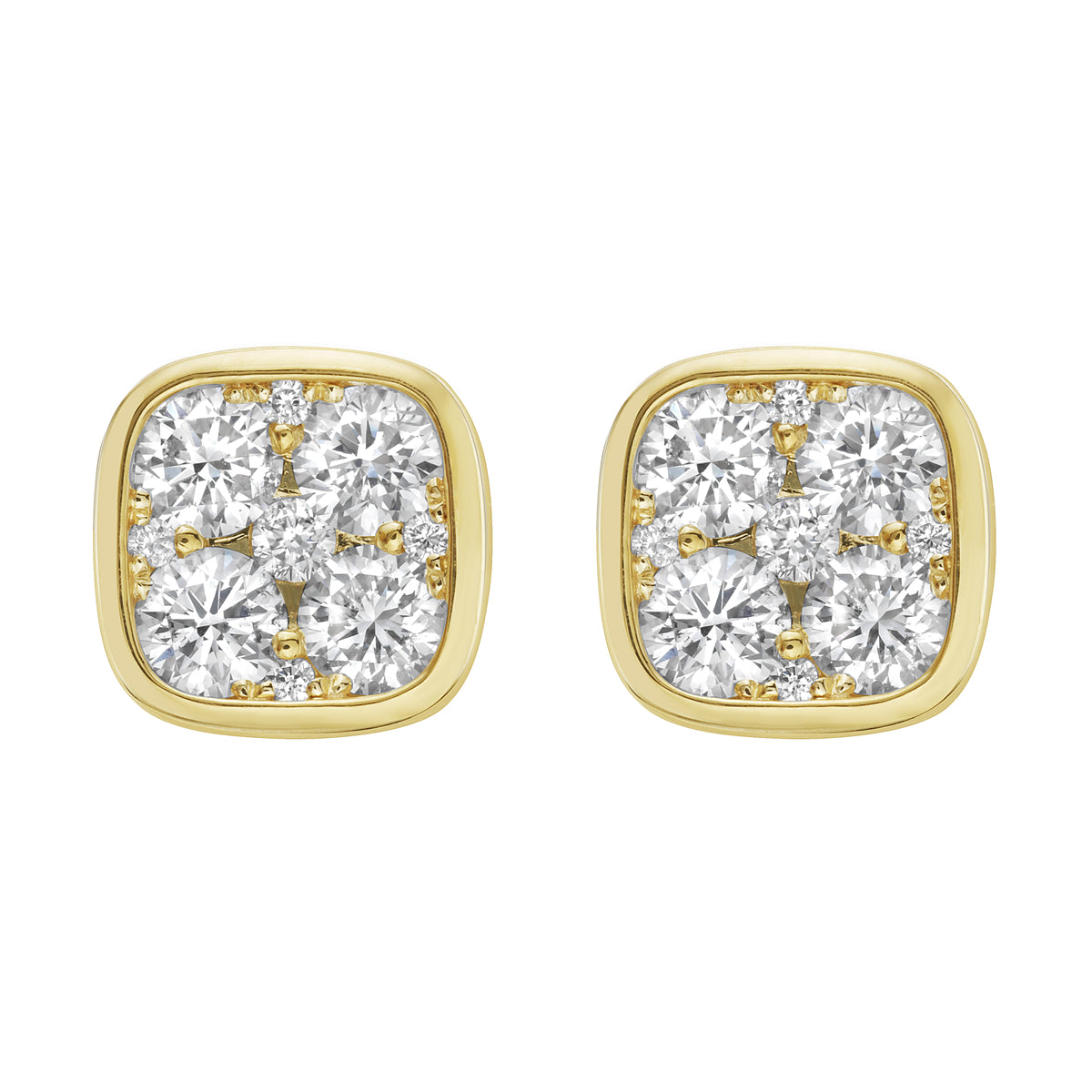E055936BY - Earrings 18KY/3.7G 8RD-1.38CT 10RD-0.11CT