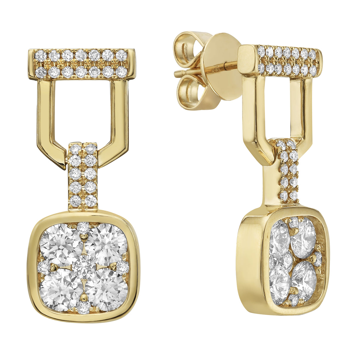 E055936Y - Earrings 18KY/7.7G 8RD-1.39CT 58RD-0.32CT