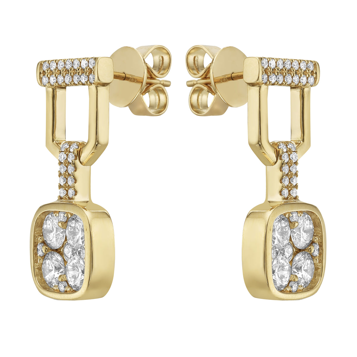 E055936Y - Earrings 18KY/7.7G 8RD-1.39CT 58RD-0.32CT