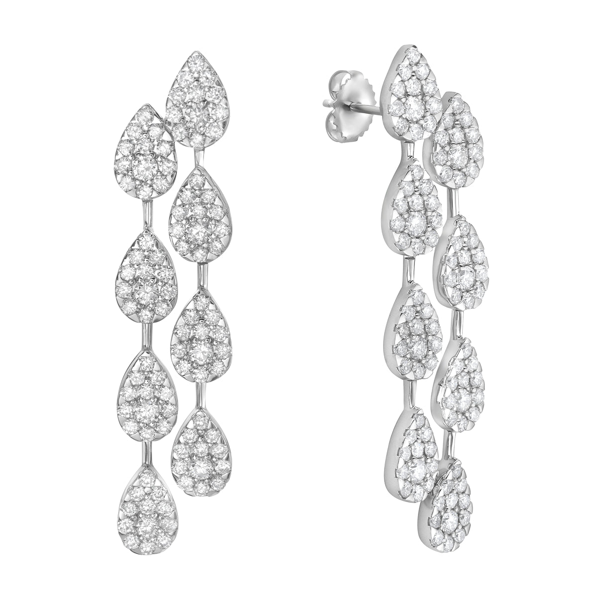 18K White Gold Diamond Earrings, 3.15ct
