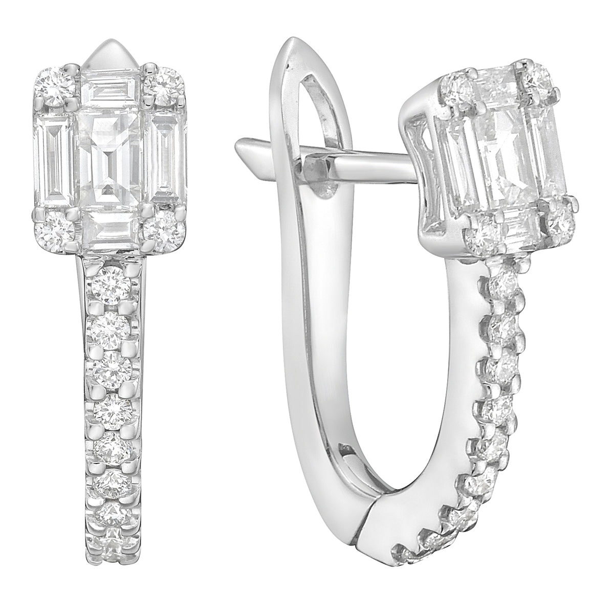 18K White Gold Diamond Earrings, 0.52ct