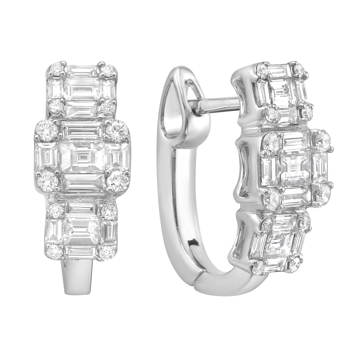 E056035 - Earrings 18KW/4.1G 24RD-0.19CT 30BD-0.96CT