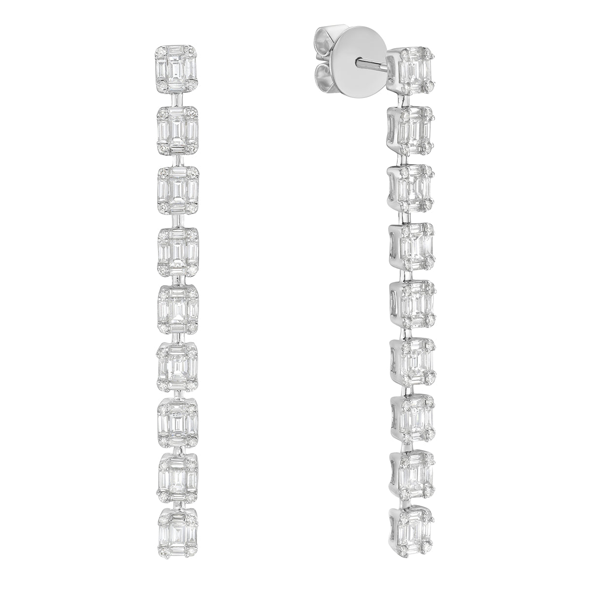 18K White Gold Diamond Earrings, 2.12ct