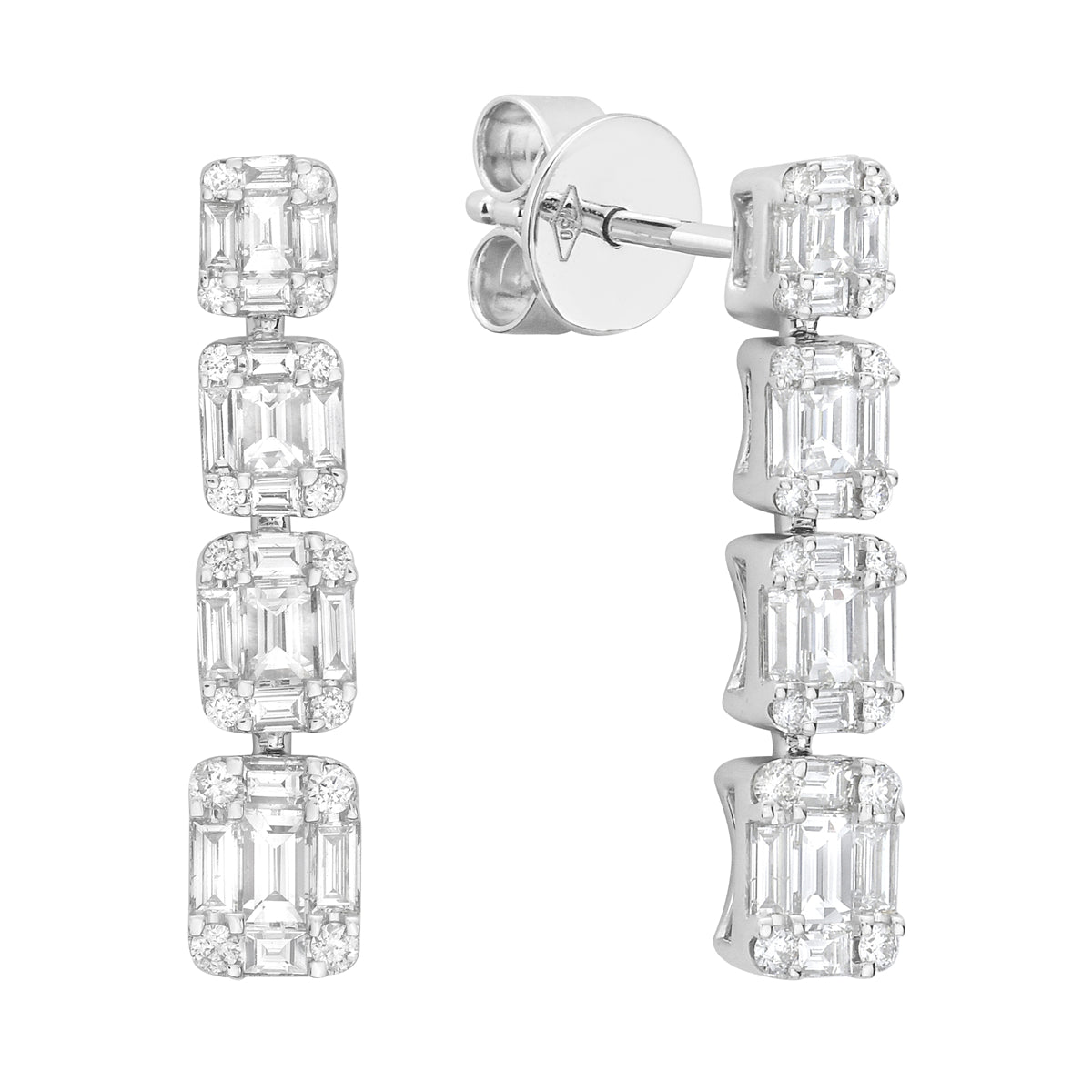 18K White Gold Diamond Earrings, 1.35ct