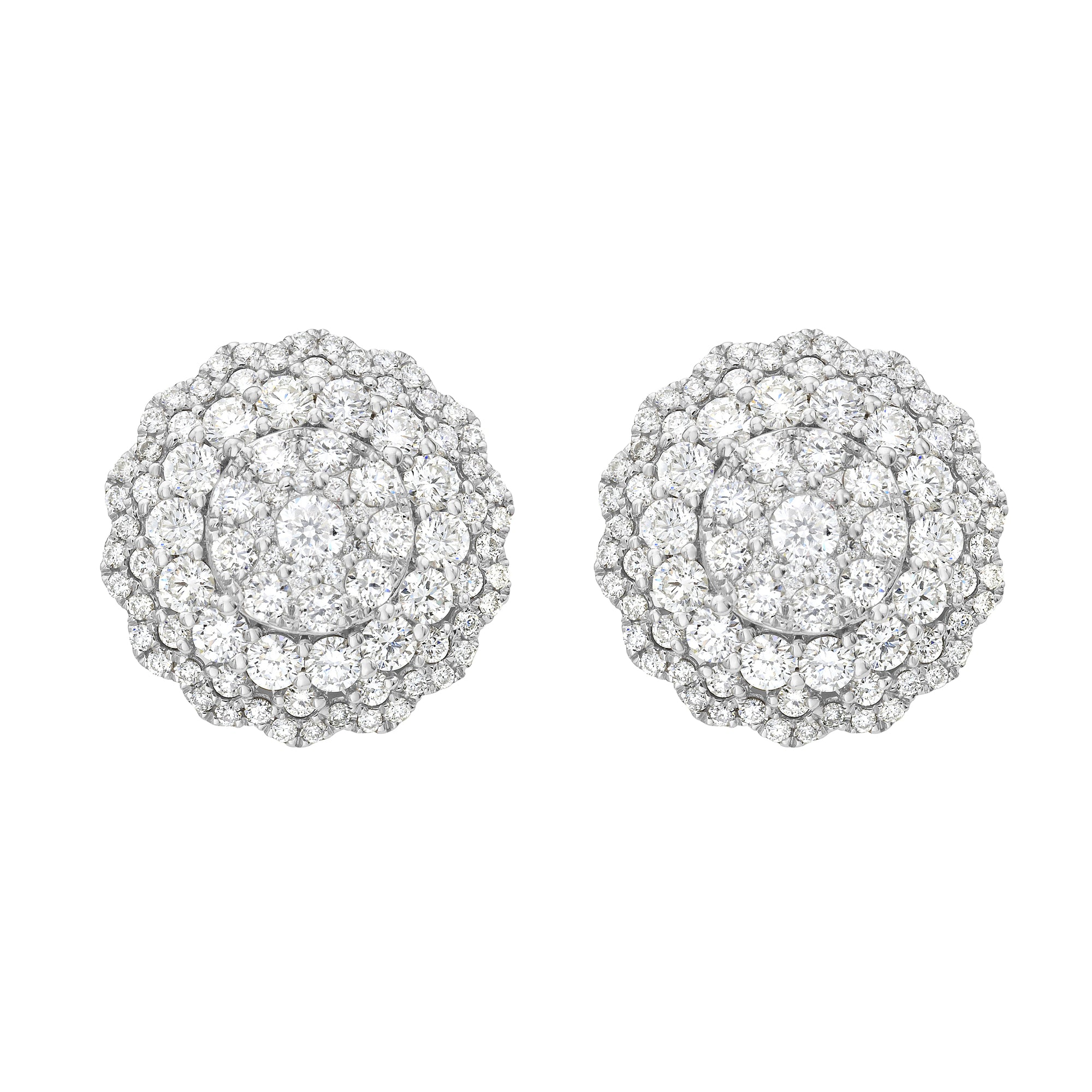 18K White Gold Diamond Studs Earrings, 2.81ct