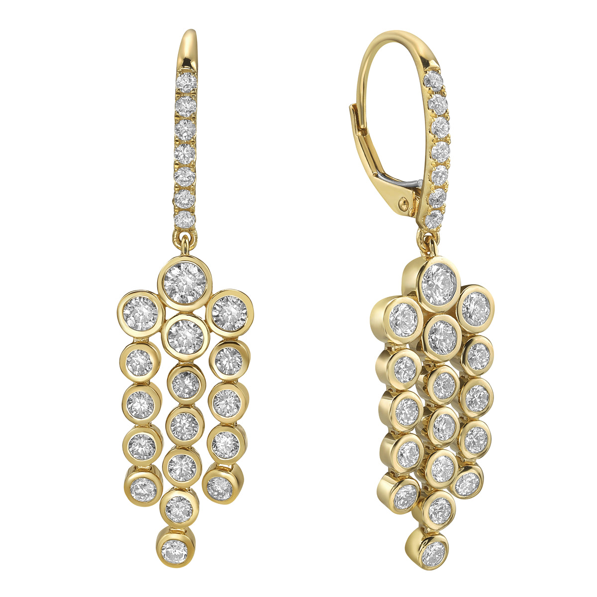 18K Yellow Gold Diamond Earrings, 2.01ct