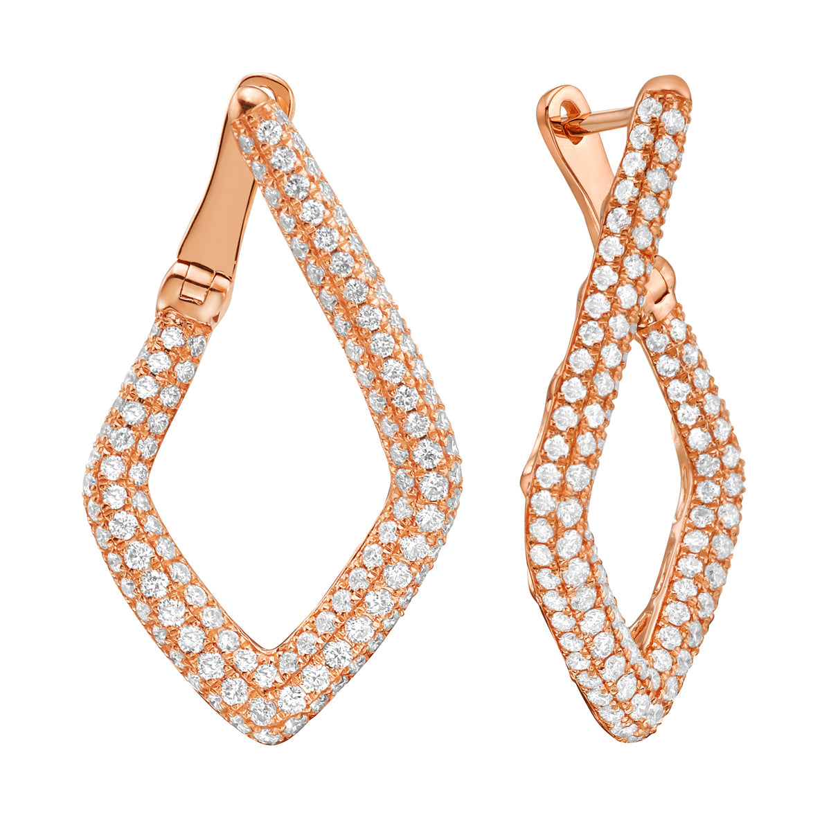 18K Rose Gold Diamond Earrings, 1.71ct