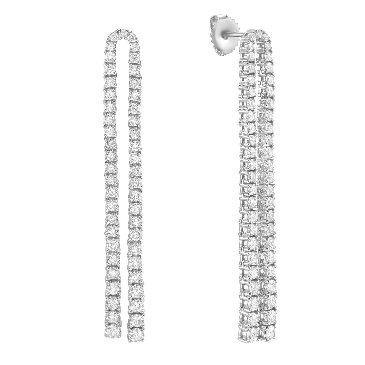 18K White Gold Diamond Earrings, 3.74ct