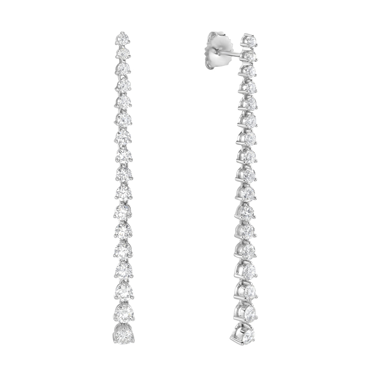 18K White Gold Diamond Earrings, 3.07ct