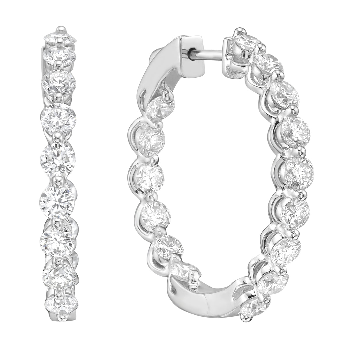 E056090 - Earrings 18KW/6.6G 30RD-2.93CT