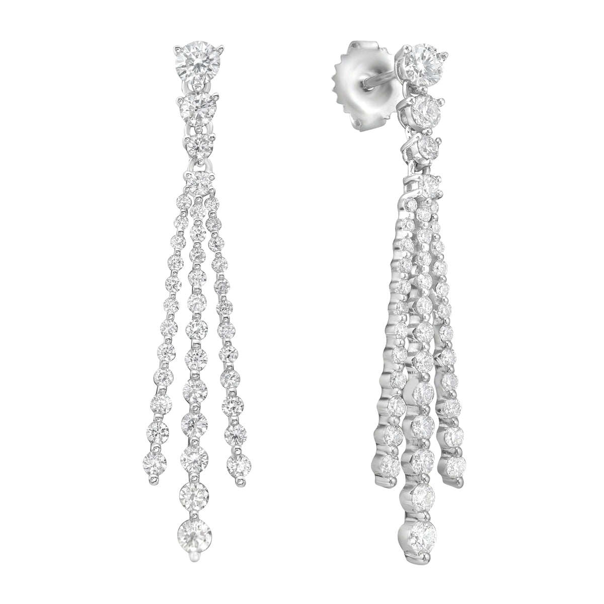 18K White Gold Diamond Earrings, 2.12ct