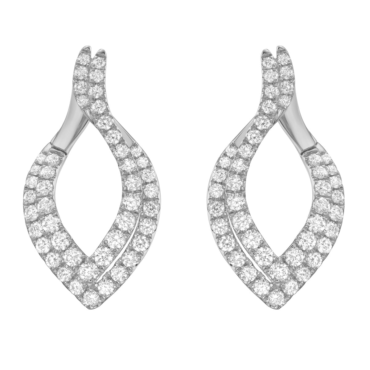 18K White Gold Diamond Earrings, 1.68ct