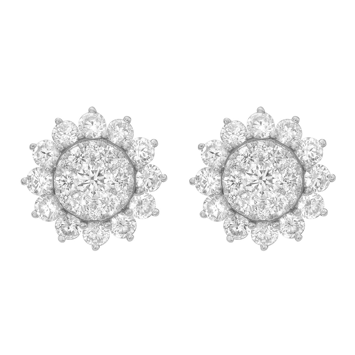 18K White Gold Diamond Earrings, 1.98ct