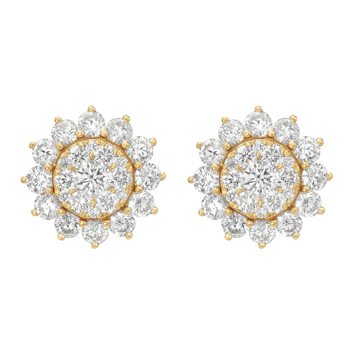 18K Yellow Gold Diamond Earrings, 1.98ct
