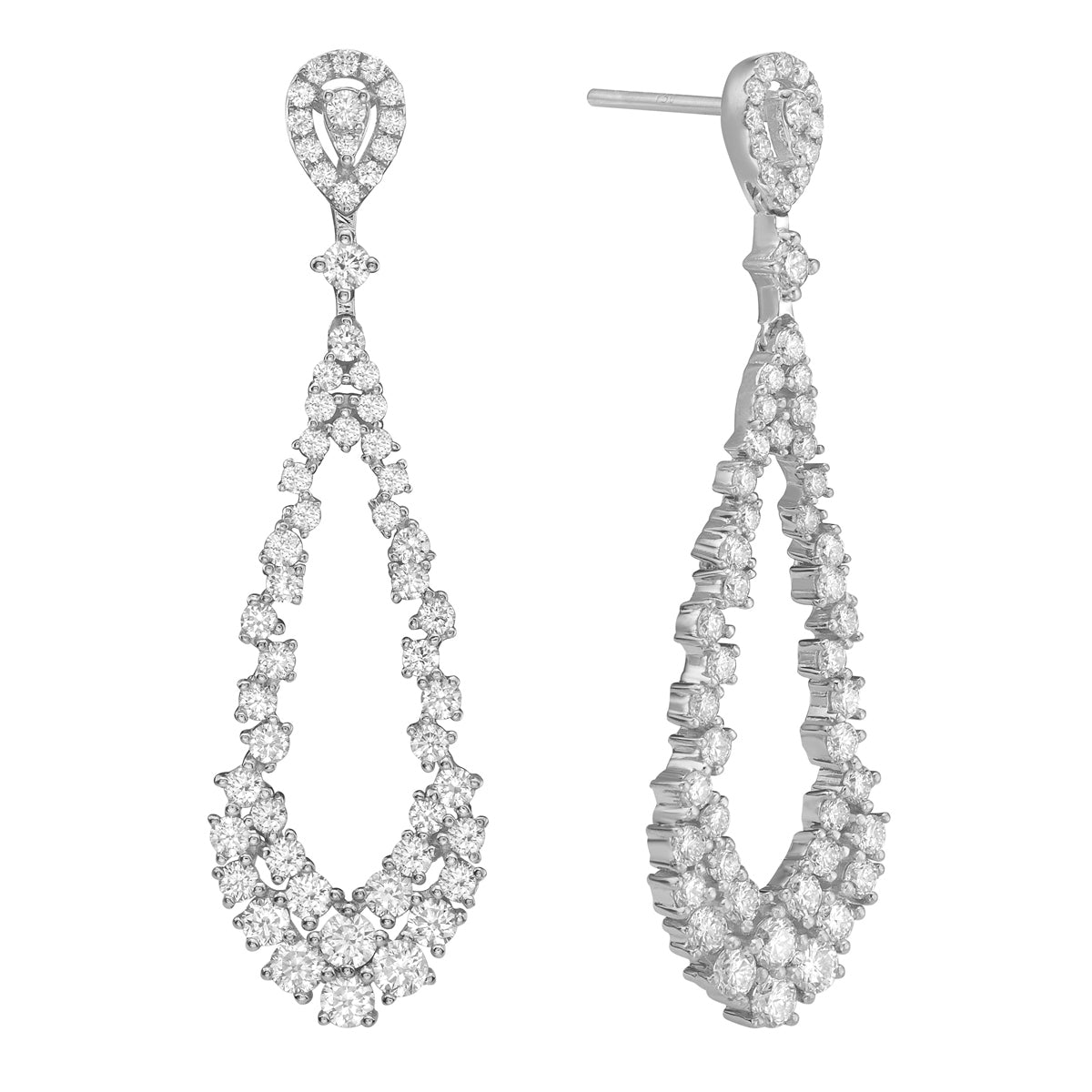 18K White Gold Diamond Earrings, 2.69ct