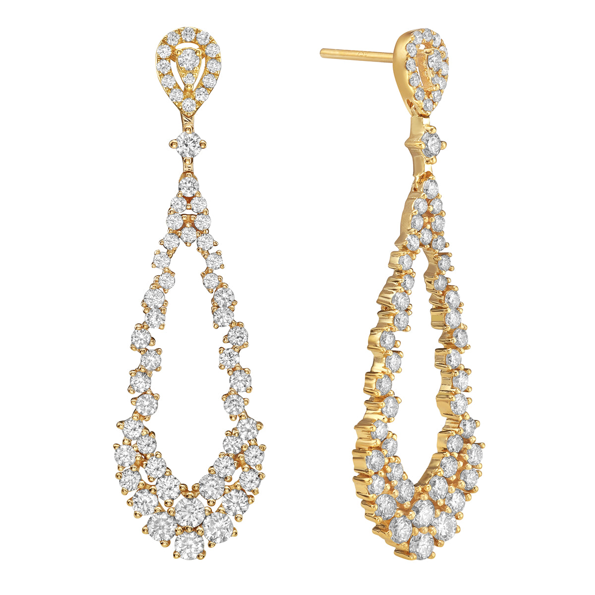 18K Yellow Gold Diamond Earrings, 2.64ct