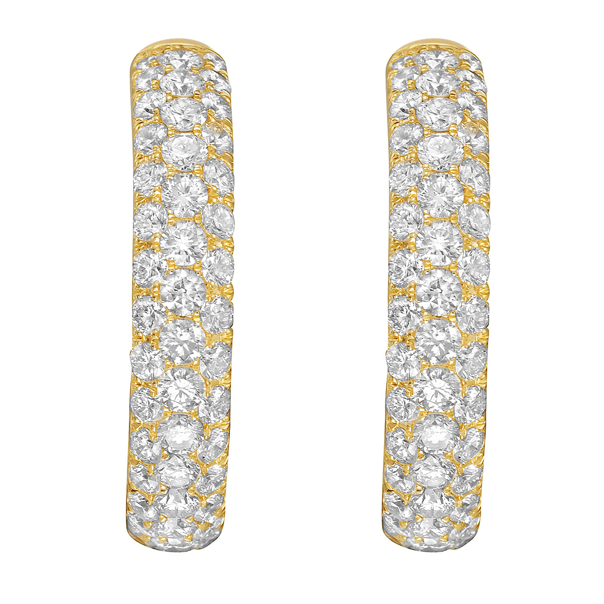 18K Yellow Gold Diamond Earrings, 4.13ct